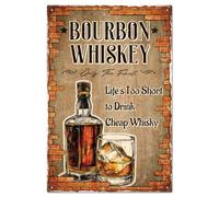 GLOBLELAND Cartel de metal vintage con texto en inglés "Life's Too Short to Drink Cheap Whisky", 30 x 20 cm, póster decorativo para bar, club, restaurante, cafetería