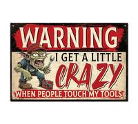 GLOBLELAND Cartel Metálico de Advertencia 20x30 cm "No Toques Mis Herramientas" Pintura Vintage Sobre Estaño Póster Mural Placa para Garaje Taller Cueva del Hombre Oficina Casa Decoración Mural