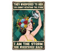 GLOBLELAND Cartel motivacional para mujeres, cartel metálico de hojalata 8x12 pulgadas "Soy la tormenta" pintura vintage placa de pared de estaño póster para salón, dormitorio, oficina, gimnasio