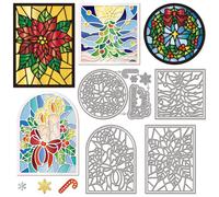 GLOBLELAND Colorido Troqueles De Vidrio Con Marco De Estrella De Navidad Para El Diseño De Tarjetas Corona De Árbol De Navidad Estampación De Metal Velas Cortes De Flores Plantillas Para Bricolaje