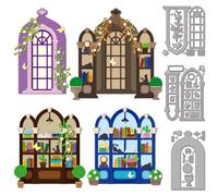 GLOBLELAND - Cortes de marco de ventana de biblioteca para bricolaje, álbumes de recortes de metal, libros de flores, recortes de gato, para la fabricación de tarjetas de gofrado álbum de fotos