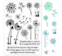 GLOBLELAND diente de león Clear Stamps Palabra Sellos Transparentes Junta de Sello de Silicona Sellos Transparentes para la Fabricación de Tarjetas Decoración y Bricolaje Scrapbooking
