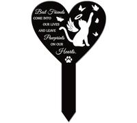 GLOBLELAND Estaca de jardín con forma de corazón para gatos, estaca conmemorativa para cementerio, acrílico para tumbas, estaca impermeable para jardín, patio, tumba, cementerio