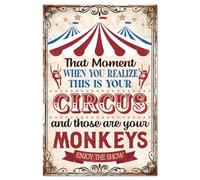 GLOBLELAND "ESTE ES TU CIRCO" Letrero de Metal de Lata 20x30cm Vintage "Monos" Pintura de Lata Carteles de Lata Retro Placa de Pared para Hogar Oficina Cueva de Hombre Sala de Juegos Bar Cocina