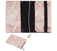 GLOBLELAND Fundas de tela para libros de flores rosas claras con cinta para libros de tapa blanda, florales de acuarela, lavable, tela suave, funda A5 para libro de 8.6 x 5.5 pulgadas, protector
