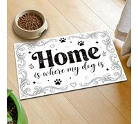 GLOBLELAND Home Prints - Tapete de comida para mascotas para pisos, 11.8 x 20 pulgadas, Home is Where My Dog is Dogs, tapete absorbente de secado rápido para perros, gatos, mascotas, suministros para