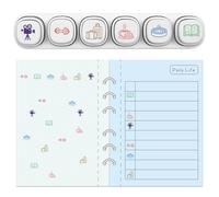 GLOBLELAND Juego de 6 sellos autoentintados de 6 estilos para actividades variadas, para clasificar películas, café, café, fitness, lectura, mini sellos para dibujar, diario, manualidades, fiesta de