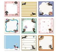 GLOBLELAND Juego de 9 blocs de 540 hojas de notas adhesivas de perro salchicha, 3 x 3 pulgadas, blocs de notas autoadhesivos para perros, notas publicadas para diario, reuniones, planificadores de