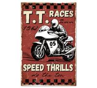 GLOBLELAND Letrero de estaño para motocicleta TT Races, letrero de metal vintage, placa de arte, cartel retro, decoración de pared, pintura de estaño, letreros de 8 × 12 pulgadas para el hogar, bar,