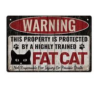 GLOBLELAND Letrero de metal con diseño de gato clásico, divertido letrero de metal de advertencia para interiores y exteriores, hogar, bar, café, cocina, decoración de pared, hierro, 8 x 12 pulgadas