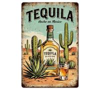 GLOBLELAND Letrero de metal vintage de tequila de 8 x 12 pulgadas con texto en inglés "Tequila", divertido letrero de estaño para pared, para cocina, restaurante, bar, cafetería, patio, salón