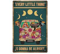 GLOBLELAND Letrero de Metal Vintage para Coche, Divertido Retro Every Little Thing Is Gonna Be Alright, Decoración de Pared de Metal, Cartel Decorativo de Estaño, Placa Artística de 8.12 x