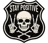 GLOBLELAND Letrero de metal vintage retro "Stay Positive", decoración de pared de metal, escudo divertido, letrero decorativo de estaño, póster de 300 x 300 mm para decoración del hogar, cocina, bar,