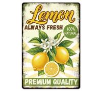 GLOBLELAND Limón siempre fresco metal signo de lata 8x12in "Calidad Premium" pintura vintage signos de lata pared cartel cartel cartel para limón huerto granja cocina café jugo bar refresco stand