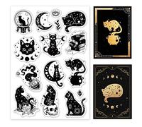 GLOBLELAND Magic Cat Clear Stamps para DIY Scrapbooking Divination Cat Silicona Clear Stamp Seals Sello Transparente para hacer tarjetas, álbum de fotos, diario, decoración del hogar