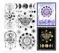 GLOBLELAND Magic Luna Sun - Sellos Transparentes de Bruja Mágica Mariposa en Relieve, Sellos de Silicona para Manualidades, Álbumes de Recortes y Tarjetas, Decoración