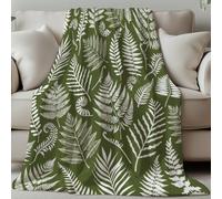 GLOBLELAND Manta de Franela Suave y Acogedora con Hoja de Helecho 150×130 cm Manta Lavable y Peluda para Hogar, Oficina, Cama, Sofá, Silla, Mujer, Hombre
