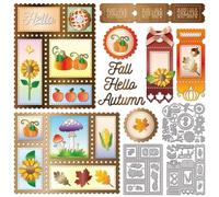 GLOBLELAND Otoño Plantas Flores Los Cortes Otoño Caracteres Postal Tickets Hojas Calabaza Herramientas de Corte para DIY Scrapbooking Tarjetas Decoración Álbum