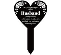 GLOBLELAND Pendiente de flores en forma de corazón con mensaje de amor para el marido, placa conmemorativa de acrílico con el texto "Te voy a amar por siempre con todo mi corazón" para jardín tumba o