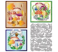 GLOBLELAND Plantillas de corte de hongos para manualidades, scrapbooking, hojas de otoño de metal, plantillas de corte de helechos, hojas para fabricación de tarjetas, repujado, álbum de fotos