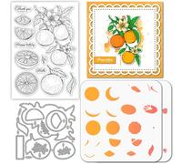 GLOBLELAND Plantillas de superposición de flores naranja transparentes, troqueles de corte, plantillas de pintura PET para fabricación de tarjetas, sello de silicona naranja en capas, etiquetas