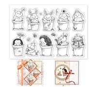 GLOBLELAND Pot Animals Sellos Transparentes Planta En Maceta Conejo Perro Gato Erizo Sellos de Silicona Transparentes para Hacer Tarjetas DIY Scrapbooking Photo Journal Album Decoration