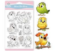GLOBLELAND Sello de pájaro divertido para scrapbooking flores mariposas silicona música animal sello transparente para el diseño de tarjetas DIY repujado diario