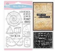 GLOBLELAND Sello transparente con fórmulas matemáticas y números para scrapbooking formas geométricas sellos de silicona fondo sello transparente para diseño de tarjetas DIY repujado diario