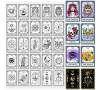 GLOBLELAND Sellos transparentes con patrón de tarot de silicona de estilo vintage, sellos transparentes de estrellas, constelaciones, brujas, diarios de arte, tarjetas decorativas