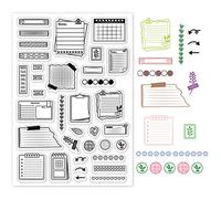 GLOBLELAND Sellos transparentes con temática de etiquetas de calendario, organizador de mes, mini sellos de plantilla de silicona para hacer álbumes de recortes