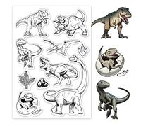 GLOBLELAND Sellos transparentes de dinosaurio para manualidades, álbumes de recortes, fiesta de la selva, animales salvajes, diario, decoración del hogar