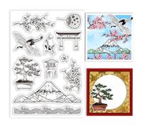 GLOBLELAND Sellos transparentes de flores de cerezo japonesas para bricolaje, montaje de álbumes de recortes, sellos de silicona Fuji, sellos transparentes para hacer tarjetas, álbum de fotos, diario,