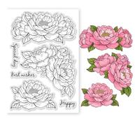 GLOBLELAND Sellos transparentes de flores de peonía para álbumes de recortes, flores de peonía, sellos transparentes de silicona para hacer tarjetas, álbum de fotos, diario, decoración del hogar