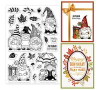 GLOBLELAND Sellos transparentes de gnomo de otoño para manualidades, álbumes de recortes, hojas de otoño, sellos transparentes de silicona para hacer tarjetas, diario, decoración del hogar