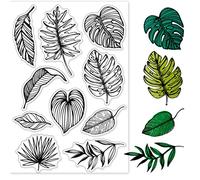 GLOBLELAND Sellos transparentes de hojas tropicales para manualidades, álbumes de recortes, hojas de Monstera, sellos transparentes de silicona para hacer tarjetas, diario, decoración del hogar