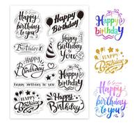 GLOBLELAND Sellos transparentes decorativos de feliz cumpleaños para hacer tarjetas, texto de cumpleaños, sellos transparentes para manualidades, álbumes de recortes, álbumes de fotos, diario,