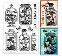 GLOBLELAND Sellos transparentes para botellas de hongos para manualidades, álbumes de recortes, fondo de plantas, sellos transparentes de silicona para hacer tarjetas, diario, decoración del hogar