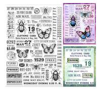 GLOBLELAND Sellos transparentes para correo aéreo, sello transparente vintage, sellos de goma transparente, insectos, mariposas, sellos transparentes para bricolaje, álbumes de recortes, álbum de