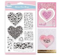 GLOBLELAND Sellos transparentes para el día de San Valentín: Bordes de corazones y viñedos sellos de silicona transparentes con rosas y corazones para la creación de tarjetas