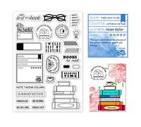 GLOBLELAND Sellos transparentes para libros para leer, para manualidades, álbumes de recortes, lista de lectura, sellos de silicona transparentes para hacer tarjetas, álbumes de fotos, diario,