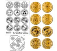 GLOBLELAND Sellos transparentes y troqueles de metal para monedas de destino sello transparente con luna y sol motivos troquelados para diseño de tarjetas, repujados, scrapbooking