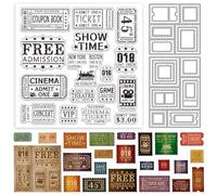 GLOBLELAND Sellos vintage boletos sellos claros y troqueles para hacer tarjetas, marco de sello de silicona, sello transparente, boleto de cine, postal, troqueles para DIY scrapbooking