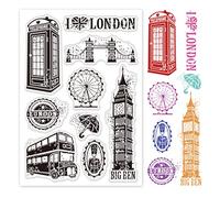 GLOBLELAND Tema de Elementos de Londres Puente de la Torre Sello Transparente de Silicona Sellos Transparentes de Goma para Hacer Tarjetas DIY Decoración de Álbum de Recortes
