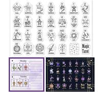 GLOBLELAND Tema de Mágico Fantasía Tarot Místico Sello Transparente Sello de Silicona Sellos Transparentes de Goma para Hacer Tarjetas DIY Decoración de Álbum de Recortes