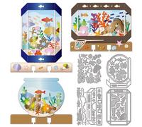 GLOBLELAND Troqueles de corte para tanque de pescado, coctelera, concha de coral, estampado de metal, plantas acuáticas, plantillas de troquelado lateral, plantillas de relieve para álbumes de