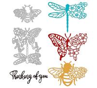 GLOBLELAND Troqueles de metal con diseño de flores, mariposa, abeja, libélula, troqueles de corte para hacer tarjetas, herramienta de repujado, plantilla de álbumes de recortes, manualidades, álbumes