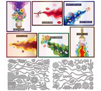 GLOBLELAND Troqueles de paisaje tipo túnel, 2 juegos, metal, 14,5 x 10,9 cm, acero al carbono, DIY scrapbooking, flores de verano, corte de pincel, peces oceánicos, decoración para manualidades