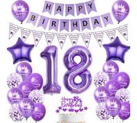 globo 18 cumpleaños niña morados Decoración 18 años niña cumpleaños decoración 18 años chica globos cumpleaños 18 años niña Decoración Happy Birthday banderola 18 años cumpleaños niña Decoración