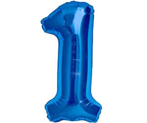 Globo 1er Cumpleaños Número 1 Azul Gigante, Globo XXL 100 cm. Decoración 1er Cumpleaños para Niño. Aire o Helio.