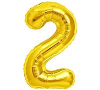 Globo 2° Cumpleaños Número 2 Gold Oro Gigante, Globo XXL de 100cm. Decoración Cumpleaños. Aire o Helio.